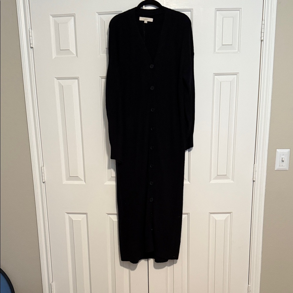 LOFT Charcoal Button-Up Cardigan